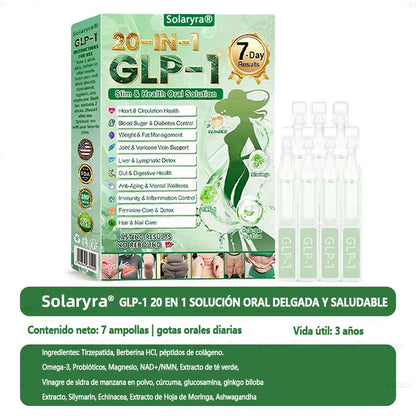 Solaryra® GLP-1 20 en 1 Suplemento Adelgazante (Resultados Visibles en 7 Días) ayuda a mejorar la obesidad, la salud cardiovascular, la diabetes, la salud intestinal, los problemas articulares, una piel más firme y un aumento de energía.-ZZQ