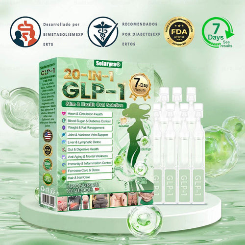 Solaryra® GLP-1 20 en 1 Suplemento Adelgazante (Resultados Visibles en 7 Días) ayuda a mejorar la obesidad, la salud cardiovascular, la diabetes, la salud intestinal, los problemas articulares, una piel más firme y un aumento de energía.- A926