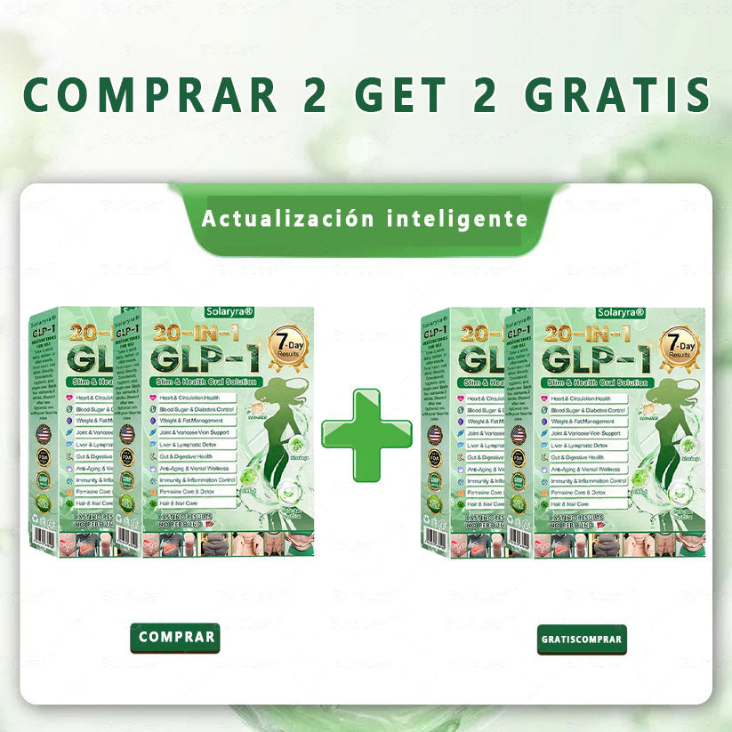 Solaryra® GLP-1 20 en 1 Suplemento Adelgazante (Resultados Visibles en 7 Días) ayuda a mejorar la obesidad, la salud cardiovascular, la diabetes, la salud intestinal, los problemas articulares, una piel más firme y un aumento de energía.-ZZQ