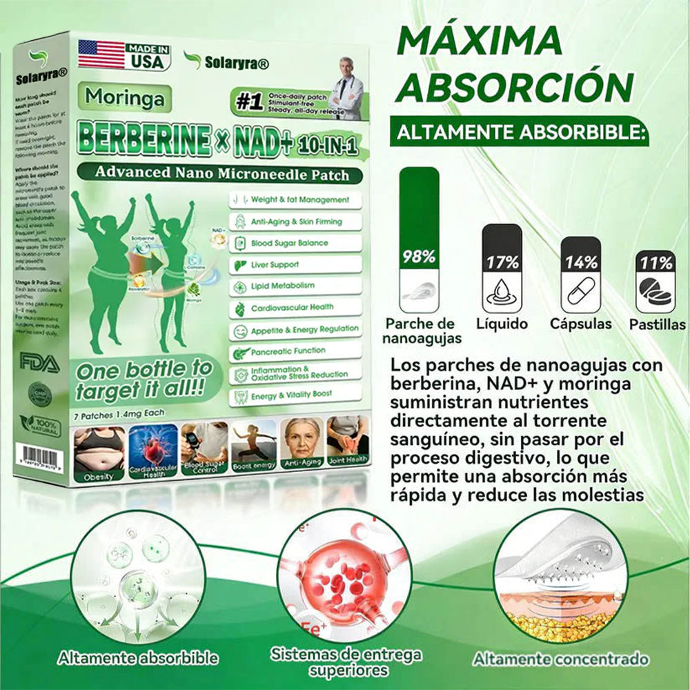 🇺🇸 𝐎𝐟𝐟𝐢𝐜𝐢𝐚𝐥 𝐔𝐒 𝐒𝐭𝐨𝐫𝐞 | 🧑‍⚕️ 🩺 𝑺𝐨𝐥𝐚𝐫𝐲𝐫𝐚® Moringa · Berberina × NAD+ 𝟏0 en 1 Advancedcd Nano Micron Patch - Todos los días, resultados visibles en 2 días-XA