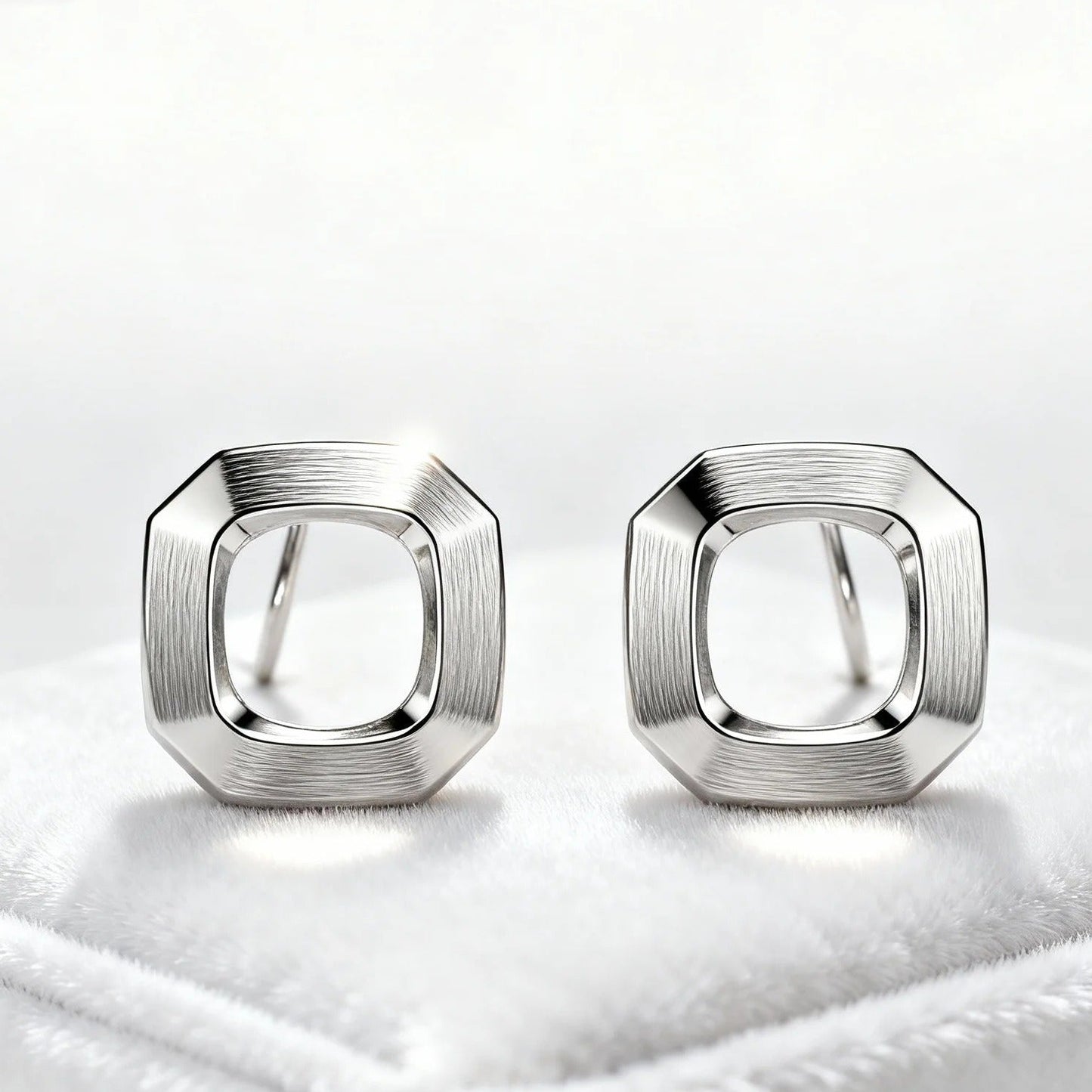 Square Brushed Stud Earrings