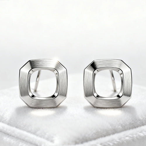 Square Brushed Stud Earrings