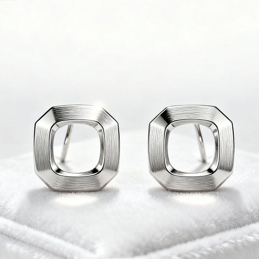 Square Brushed Stud Earrings