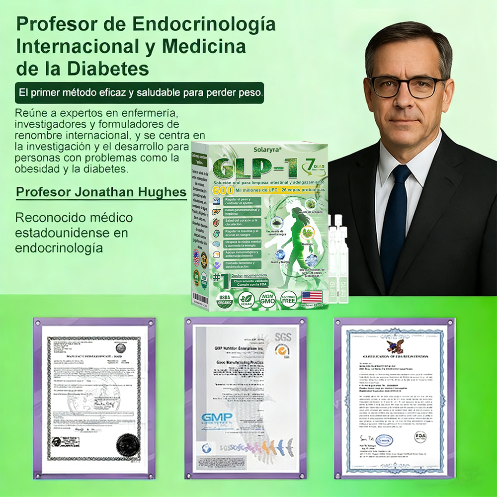 Solaryra® GLP-1 7-Day Intestinal Cleansing and Slimming Oral Liquid contiene 600 mil millones de probióticos vivos para ayudar con el control de peso, la digestión, el aumento de energía y la salud general. Resultados visibles en 7 días-TJY