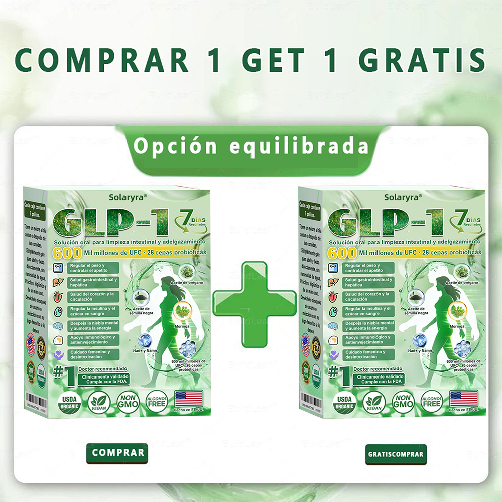 Solaryra® GLP-1 7-Day Intestinal Cleansing and Slimming Oral Liquid contiene 600 mil millones de probióticos vivos para ayudar con el control de peso, la digestión, el aumento de energía y la salud general. Resultados visibles en 7 días-TJY