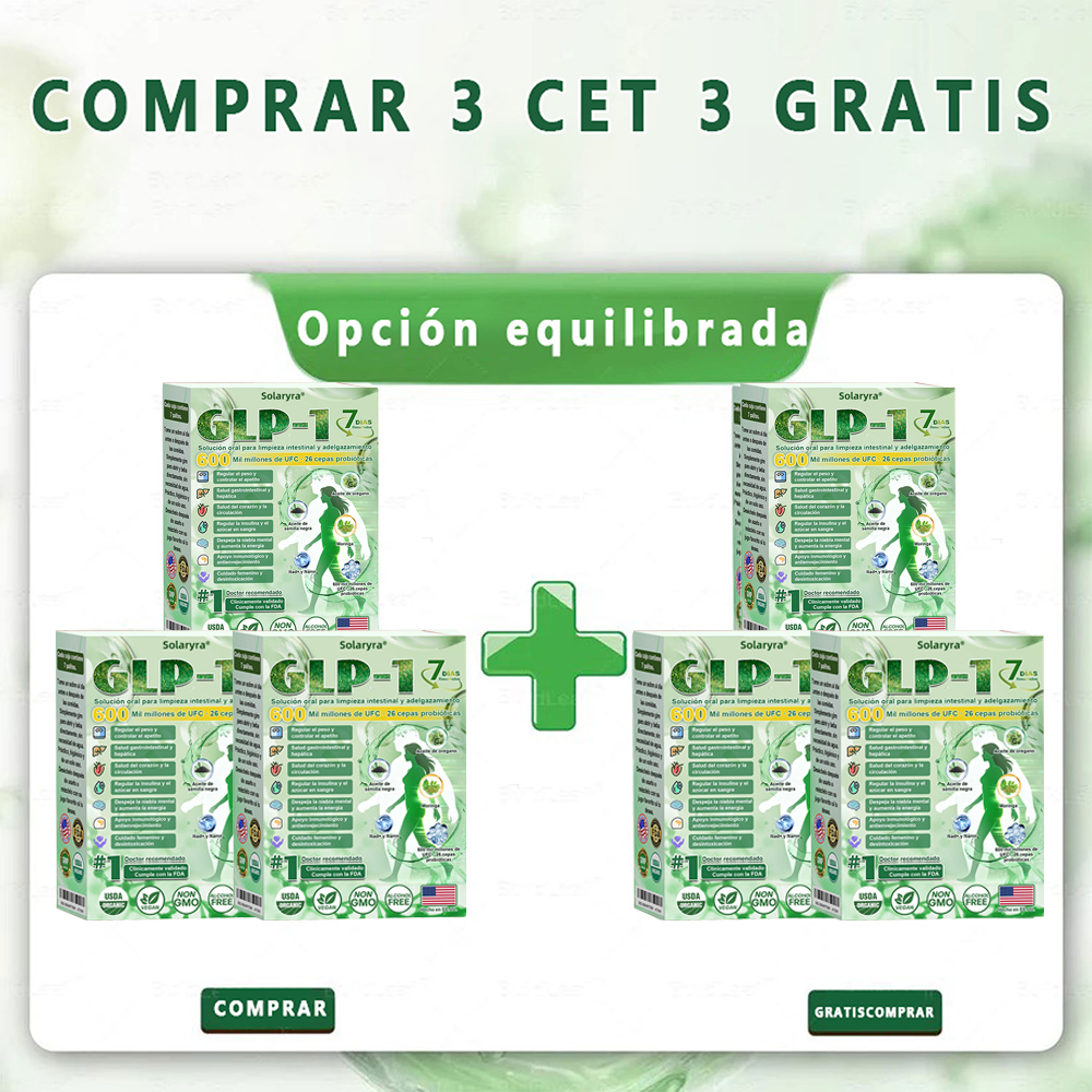 Solaryra® GLP-1 7-Day Intestinal Cleansing and Slimming Oral Liquid contiene 600 mil millones de probióticos vivos para ayudar con el control de peso, la digestión, el aumento de energía y la salud general. Resultados visibles en 7 días-TJY