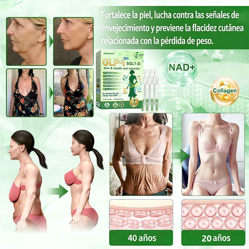 La solución oral para el peso y la salud Solaryra® GLP-1 + SGLT-2i favorece la pérdida de peso, mantiene la salud cardiovascular, mejora la diabetes, aborda la apnea del sueño, promueve la salud intestinal, reafirma la piel y proporciona energía.-TJY
