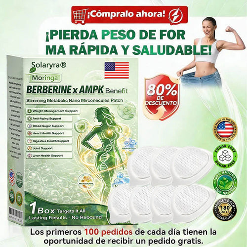 🔥Solaryra® Moringa × Berberina × AMPK Parche de nano microagujas adelgazante y metabólico de 8 beneficios 🇺🇸 Solo una vez al día · Cambios visibles en 7 días ✅ Para obesidad, piel flácida, diabetes, apnea del sueño, problemas articulares y más-TJY