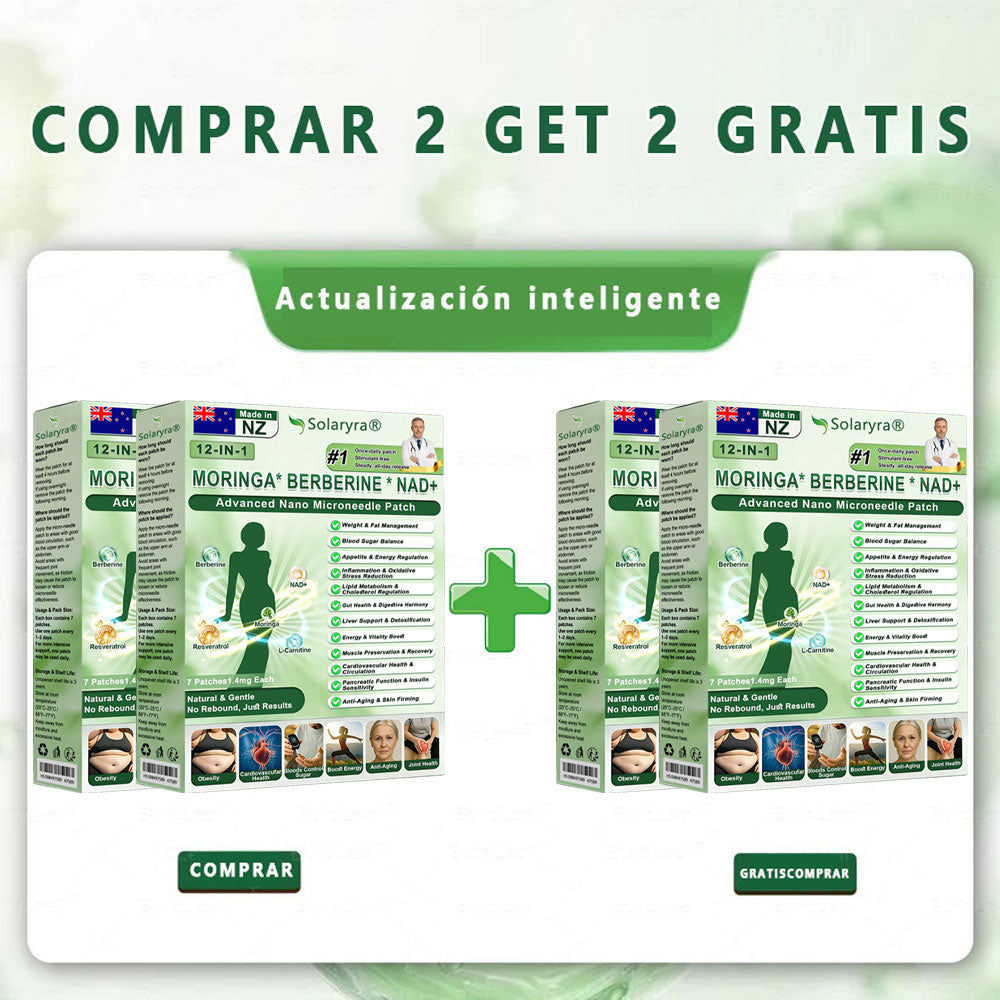 Official Store | Solaryra 12-IN-1 Moringa * Berberine * NAD+Advanced Nano Microneedle Patch (Aceite de palma, Aceite de palmain7days)Para Obesity, Loose Skin, Diabetes, Sleep Apnea, AndJoint Issues🎃-TJY