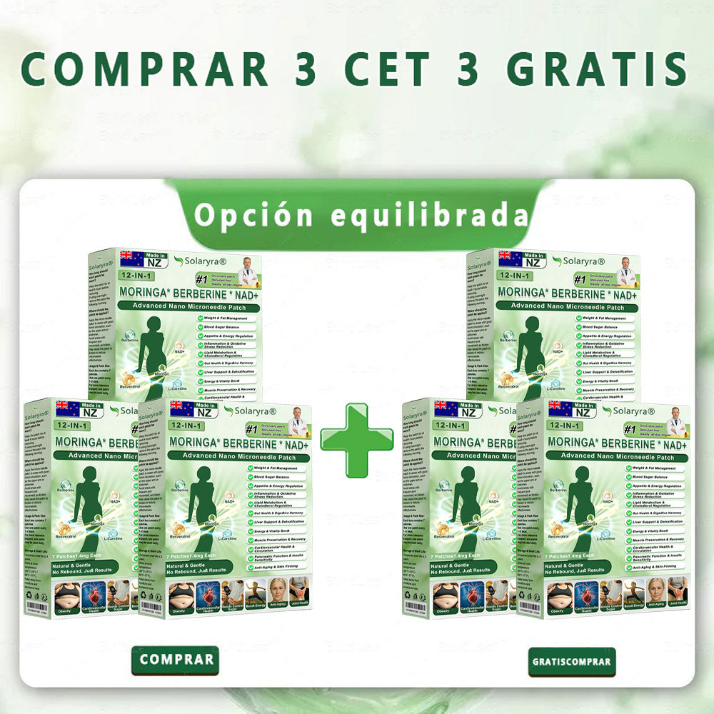 Official Store | Solaryra 12-IN-1 Moringa * Berberine * NAD+Advanced Nano Microneedle Patch (Aceite de palma, Aceite de palmain7days)Para Obesity, Loose Skin, Diabetes, Sleep Apnea, AndJoint Issues🎃-TJY