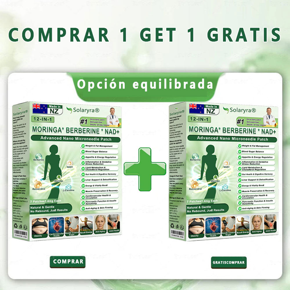 Official Store | Solaryra 12-IN-1 Moringa * Berberine * NAD+Advanced Nano Microneedle Patch (Aceite de palma, Aceite de palmain7days)Para Obesity, Loose Skin, Diabetes, Sleep Apnea, AndJoint Issues🎃-TJY