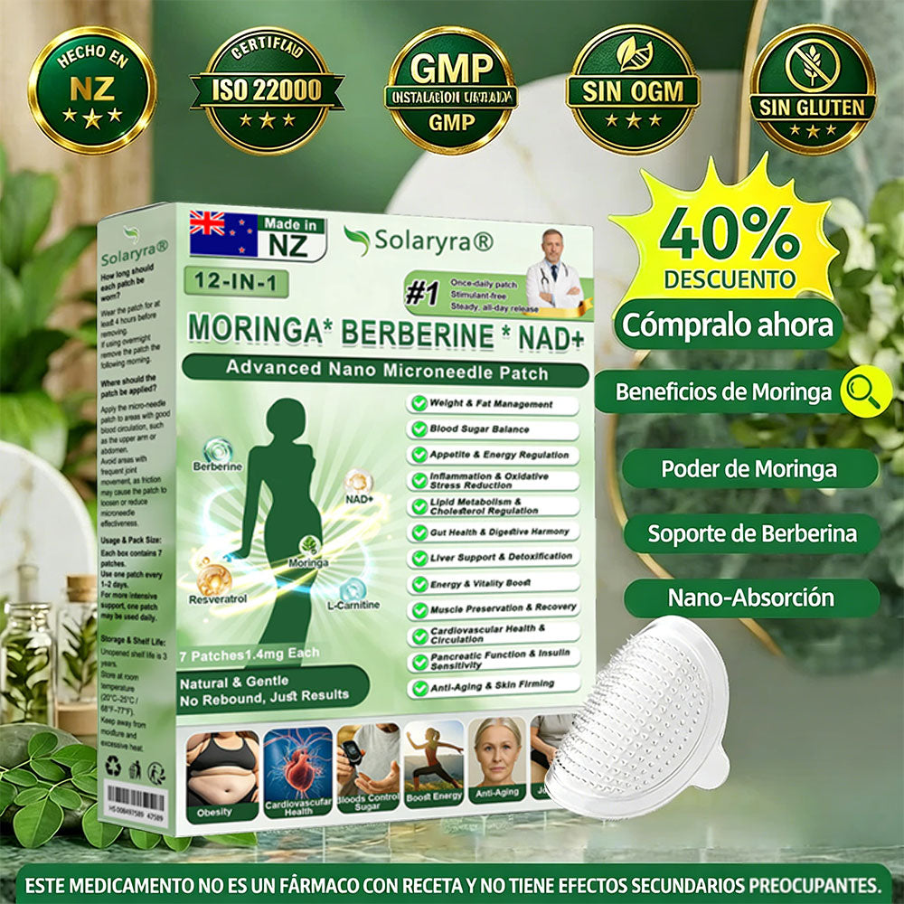 Official Store | Solaryra 12-IN-1 Moringa * Berberine * NAD+Advanced Nano Microneedle Patch (Aceite de palma, Aceite de palmain7days)Para Obesity, Loose Skin, Diabetes, Sleep Apnea, AndJoint Issues🎃-TJY