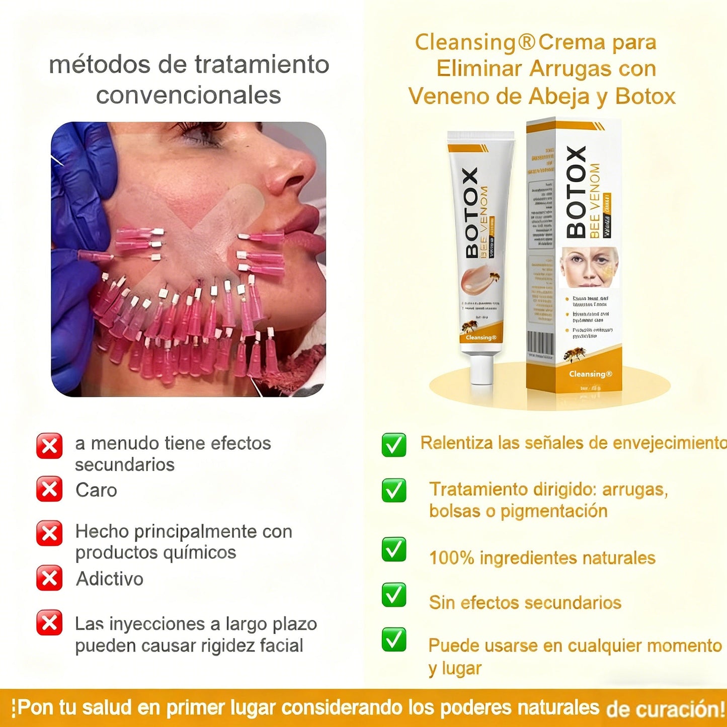Crema Cleansing® para eliminar arrugas con veneno de abeja y botox (fabricada y enviada desde EE. UU.)