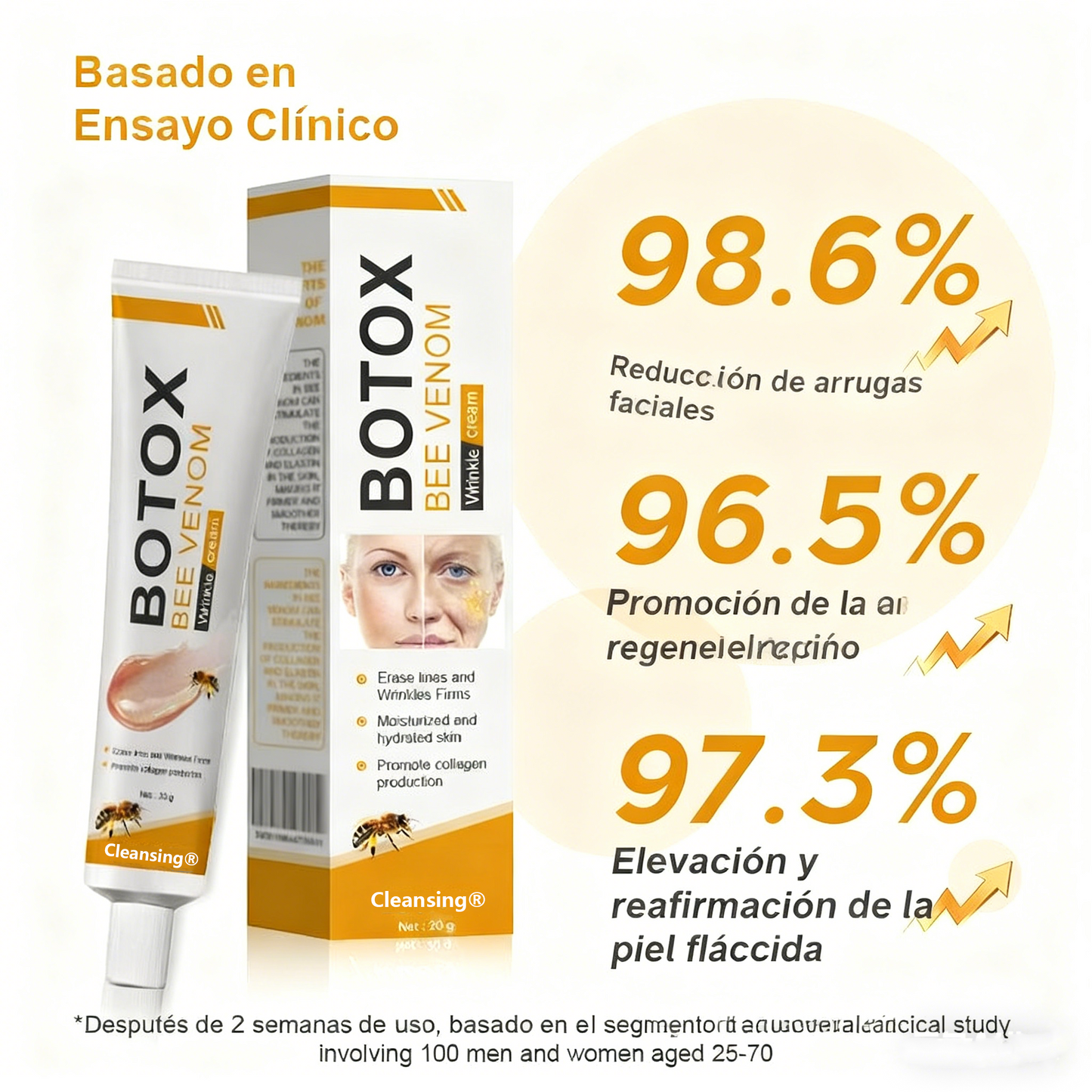 Crema Cleansing® para eliminar arrugas con veneno de abeja y botox (fabricada y enviada desde EE. UU.)