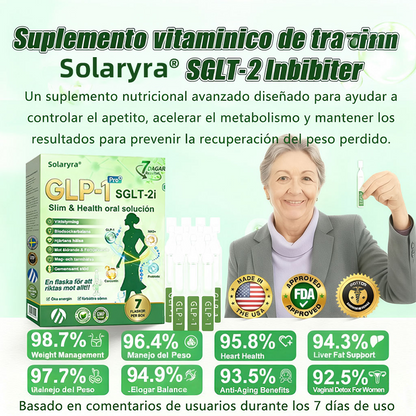 La solución oral para el peso y la salud Solaryra® GLP-1 + SGLT-2i favorece la pérdida de peso, mantiene la salud cardiovascular, mejora la diabetes, aborda la apnea del sueño, promueve la salud intestinal, reafirma la piel y proporciona energía.-TJY