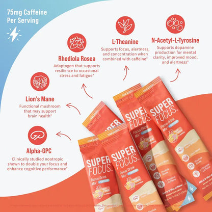 Nootropic Drink Mix with Lion’s Mane, Rhodiola & Alpha-GPC – Supports Memory, Brain Health & Mental Stamina, Enhances Clarity & Sharpness, Helps Fight Brain Fog-ABB8